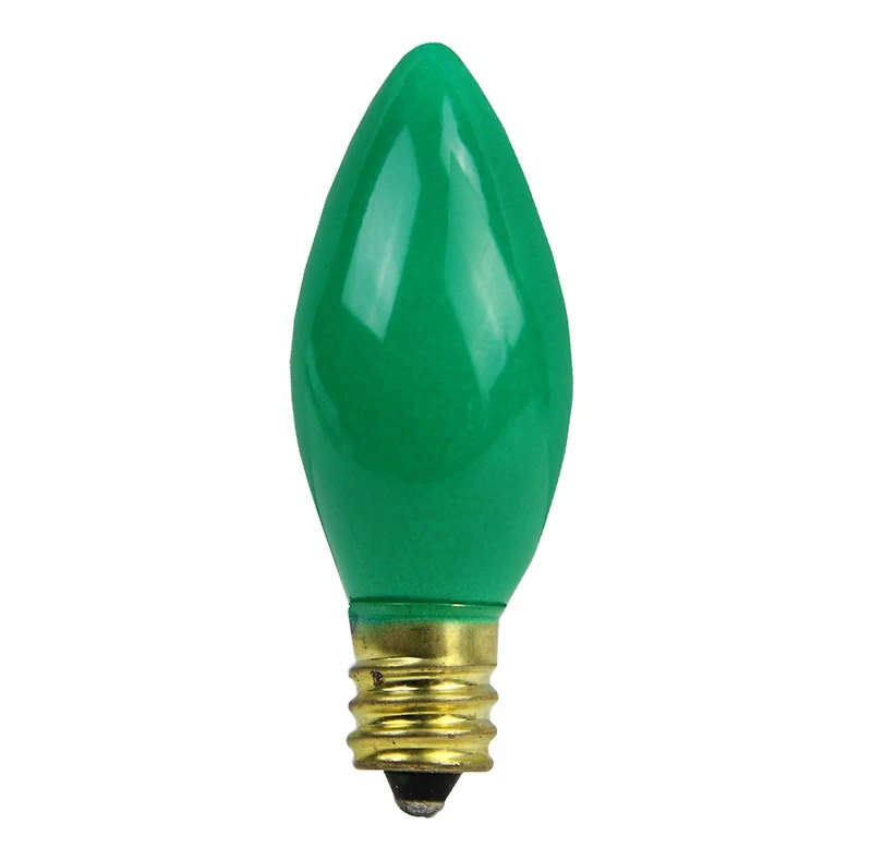 Club Pack of 25 Opaque Green C7 Christmas Replacement Bulbs