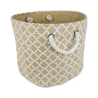 DII® 15" White Lattice Round Burlap Bin