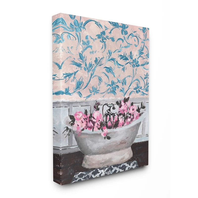 Stupell Industries Flower In Bath Tub Blue & Pink Canvas Wall Art
