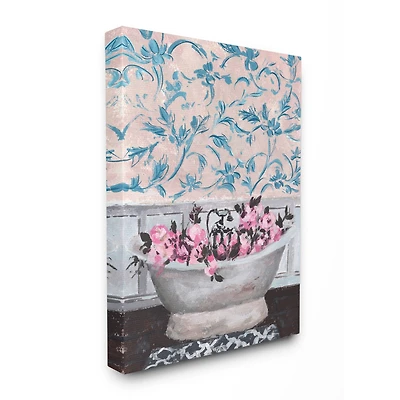 Stupell Industries Flower In Bath Tub Blue & Pink Canvas Wall Art