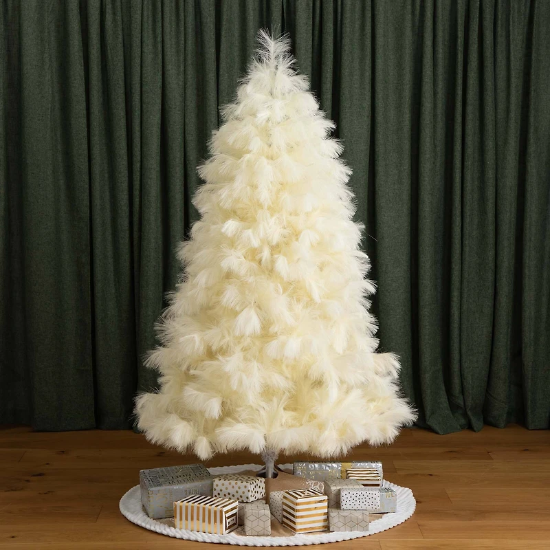 6ft. Unlit Off-White Pampas Grass Artificial Christmas Tree
