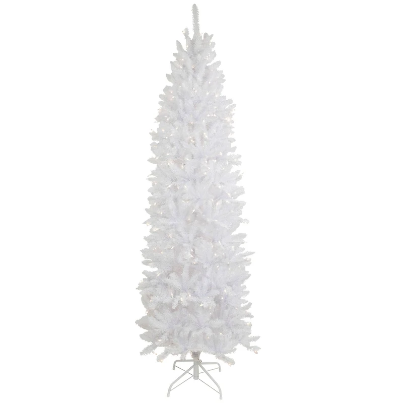 9ft. Pre-Lit Rapids White Pine Pencil Artificial Christmas Tree, Clear Lights