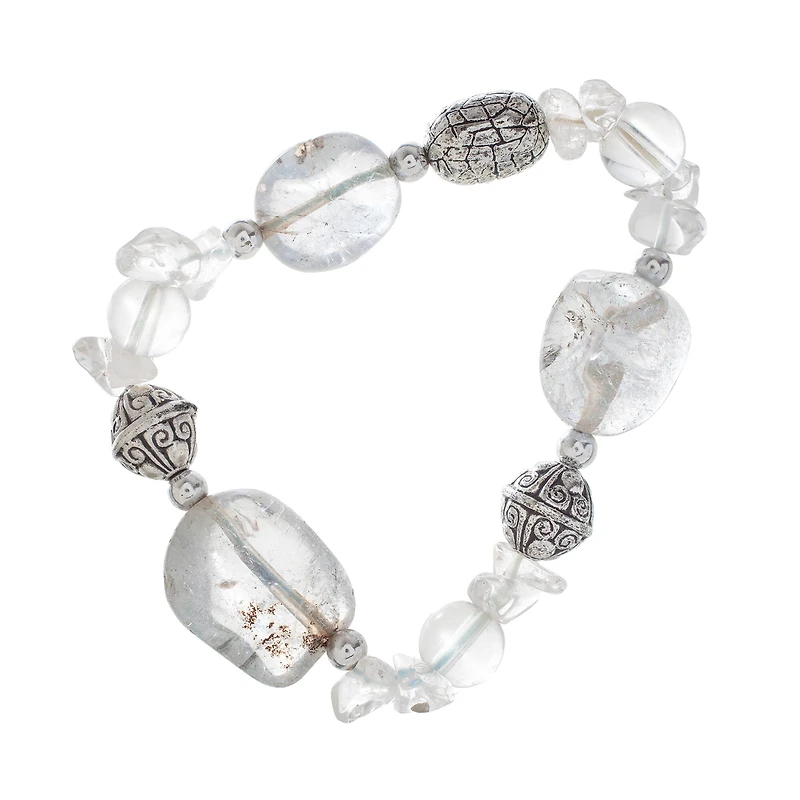 John Bead Crystal Quartz Clear Natural Stone Bracelet