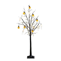 5ft. Pre-Lit Artificial Halloween Pumpkins and Skulls Ornament Tree with 72 Warm White LED Lights