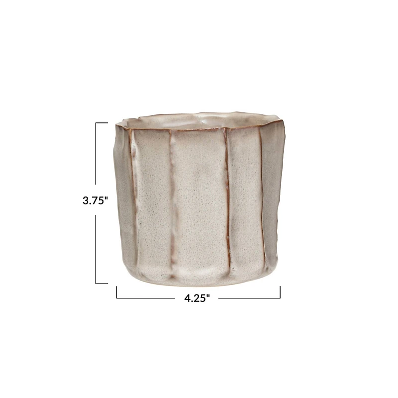 Hello Honey® 4.25" Cream Reactive Glaze Stoneware Pleated Planter
