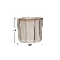 Hello Honey® 4.25" Cream Reactive Glaze Stoneware Pleated Planter