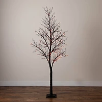 7ft. Pre-Lit Halloween Deluxe Black Twig Artificial Tree with 180 Orange & Purple LED Lights