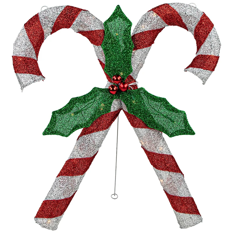 26" Red & White Lighted Double Candy Cane Outdoor Christmas Décor