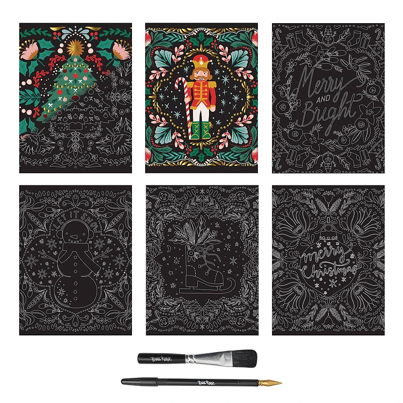 Brea Reese™ 9" x 12" Holiday Motif Scratch Art Paper Pad