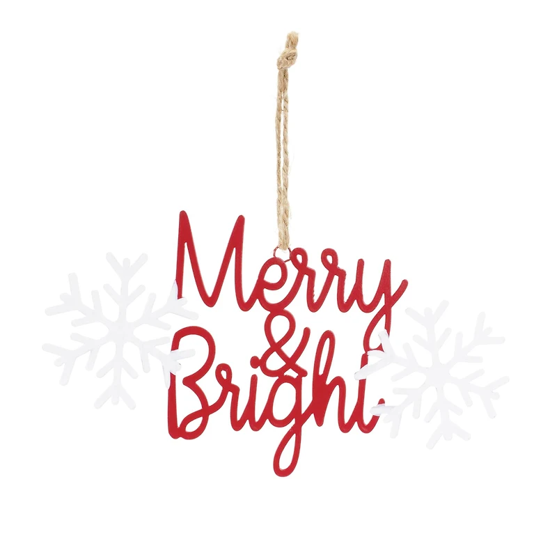 12ct. 3.75" Metal Holiday Sentiment Ornament Set