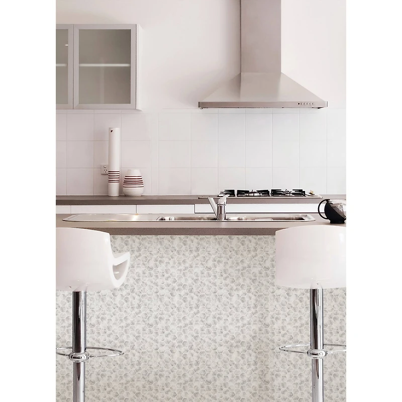 InHome Hexagon Marble Peel & Stick Backsplash Tiles
