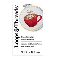 3.5" Coffee Cup Counted Cross Stitch Kit by Loops & Threads®