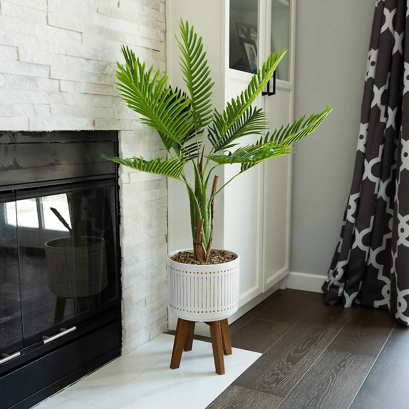 Flora Bunda® Areca Palm 4ft. Planter On Wood Stand