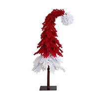 7ft. Pre-Lit Red & White Santa’s Hat Artificial Christmas Tree, Red & White LED Light