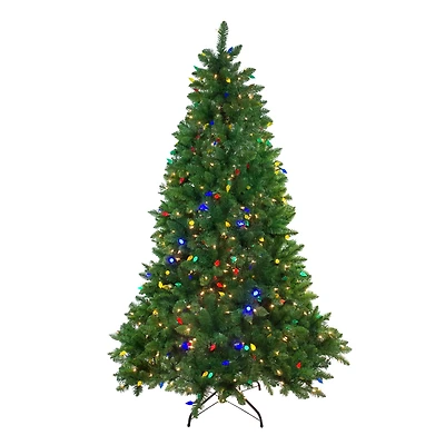6.5ft. Pre-Lit Huron Pine Artificial Christmas Tree, Multicolor Lights