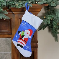 15" Blue & Red Santa Claus Christmas Stocking