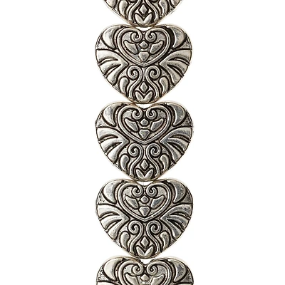 12 Pack:  Silver-Plated Metal Heart Beads, 18mm by Bead Landing™