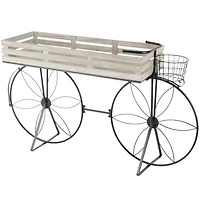 56" Cream Metal Floral Plantstand