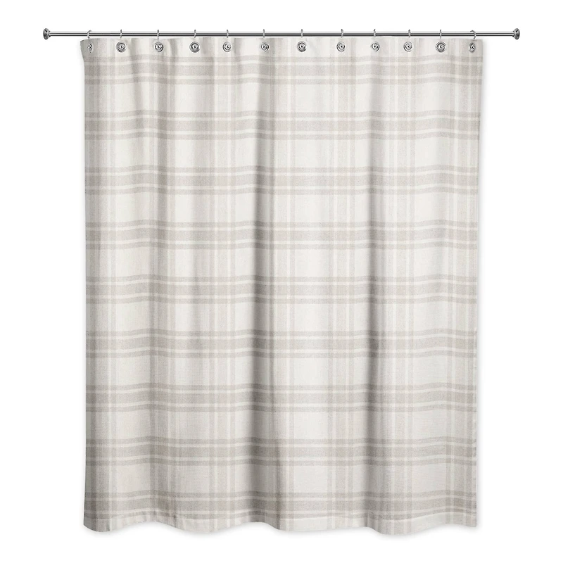 Gray Plaid Shower Curtain