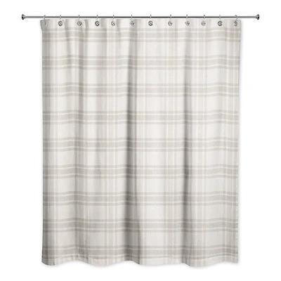 Gray Plaid Shower Curtain