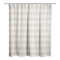 Gray Plaid Shower Curtain