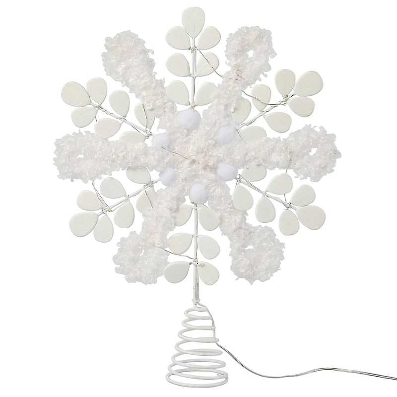 14" Wood & Fabric Snowflake Lighted Tree Topper by Ashland®