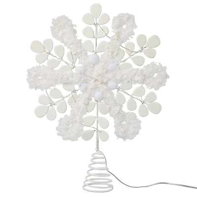 14" Wood & Fabric Snowflake Lighted Tree Topper by Ashland®