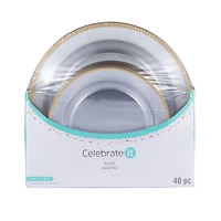 Clear & Gold 40 Piece Dinner & Lunch Plate Set by Celebrate It™