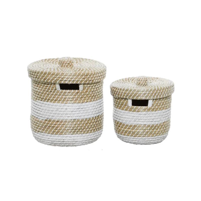 Brown Seagrass Natural Storage Basket Set