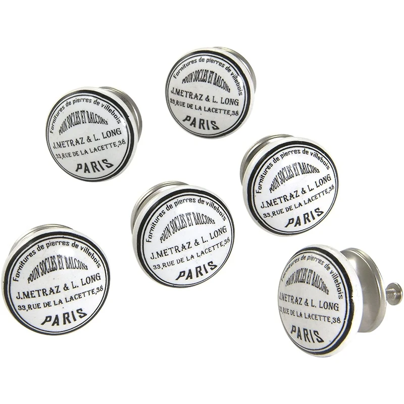Dritz Home Black & White Ceramic Paris Knobs