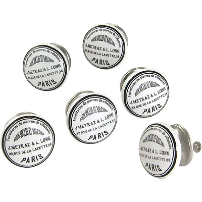 Dritz Home Black & White Ceramic Paris Knobs