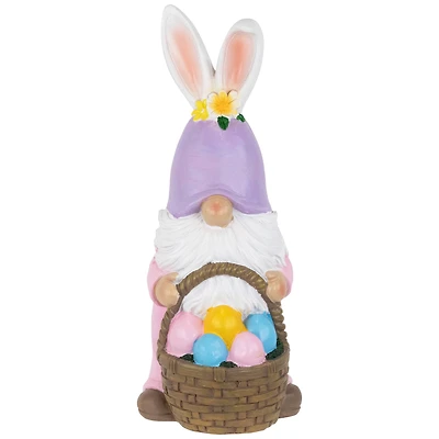 11.5" Easter Bunny Gnome with Egg Basket Figurine