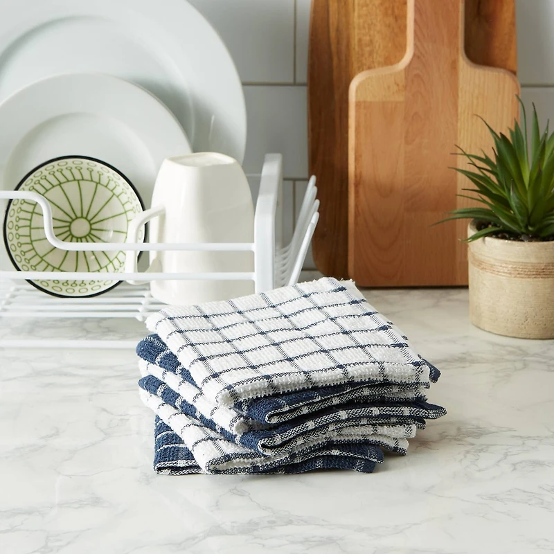 DII® Nautical Blue Combo Windowpane Dishcloths, 6ct.
