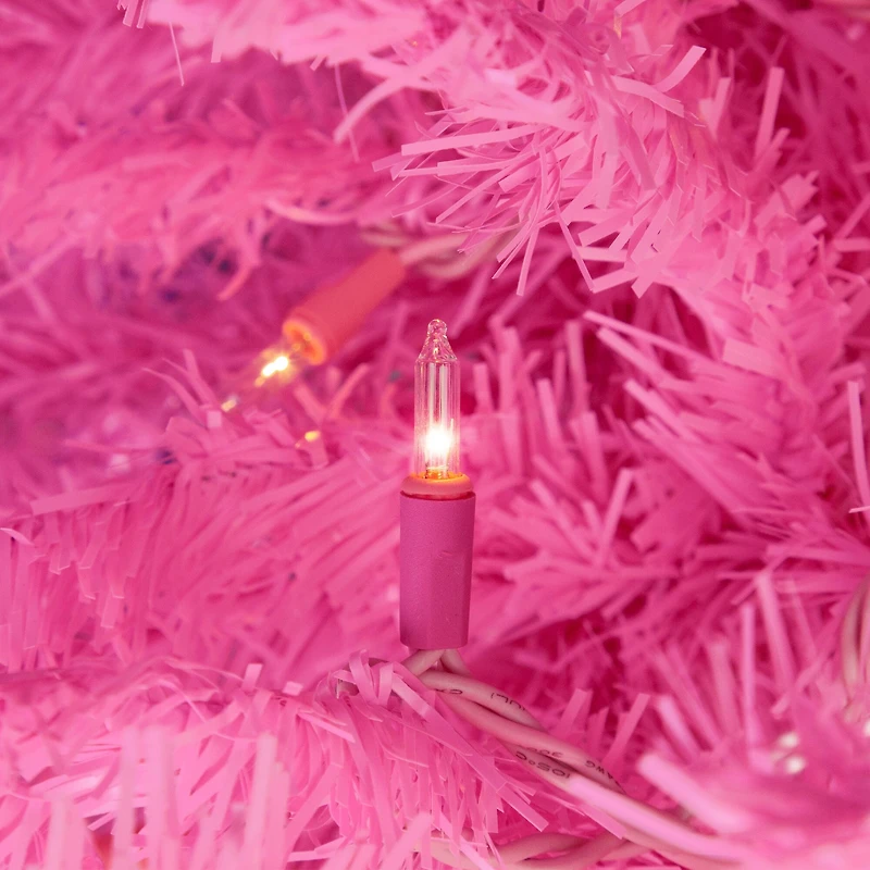 4ft. Pre-Lit Medium Pink Pine Artificial Christmas Tree, Clear Lights