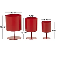 The Novogratz Red Metal Planter with Pedestal Base Set
