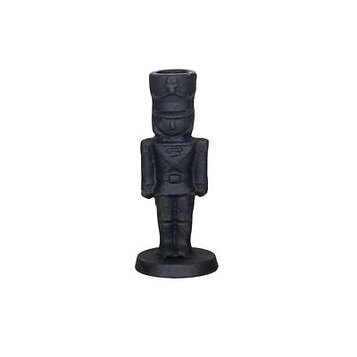 Hello Honey® 5.5" Black Cast Metal Soldier Taper Candle Holder