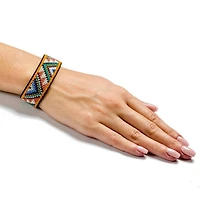 Wonderland Crafts Yellow & White Artificial Leather Cross Stitch Bracelet Kit