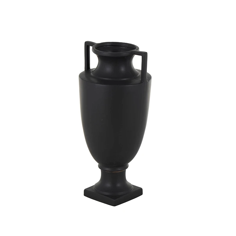 22" Black Ceramic Sleek Amphora Vase
