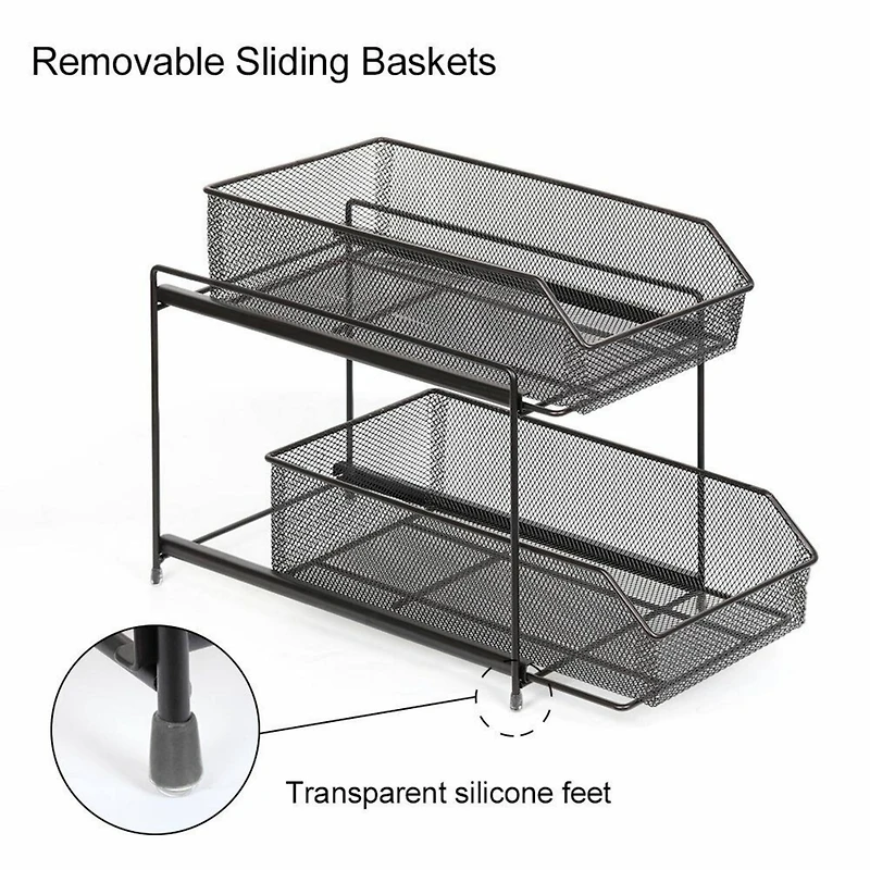 NEX™ Dark Brown 2-Tier Sliding Basket Organizer Drawer