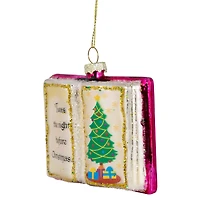 Glittered Twas the Night Before Christmas Book Glass Ornament - 3.5"