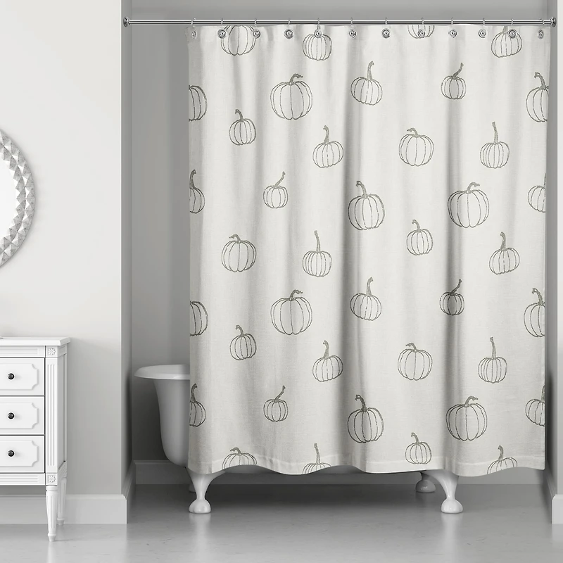 Gray Mini Pumpkin Shower Curtain