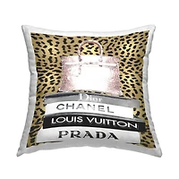 Stupell Industries Glam Handbag Fashion Book Stack Cheetah Pattern Throw Pillow 18" x 18"