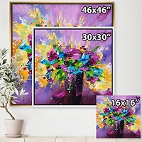 Designart - Bright Bouquet Of Spring Flowers On Purple Background