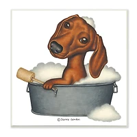 Stupell Industries Dachshund in Tin Tub Bubble Bath Country Pet,12" x 12"