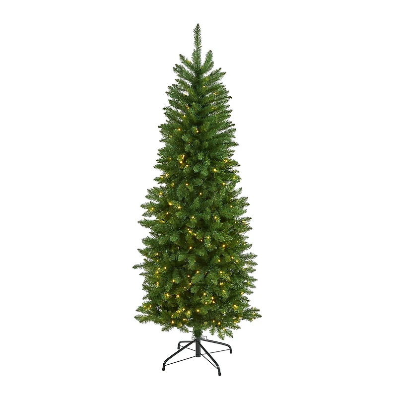 6ft. Pre-Lit Green Mountain Pine Artificial Christmas Tree, Clear LED Lights