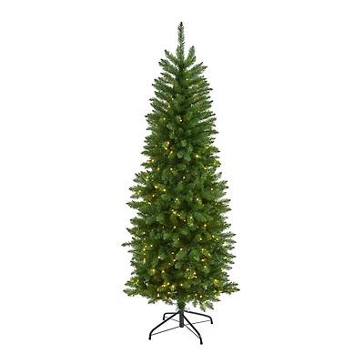 6ft. Pre-Lit Green Mountain Pine Artificial Christmas Tree, Clear LED Lights