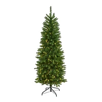6ft. Pre-Lit Green Mountain Pine Artificial Christmas Tree, Clear LED Lights