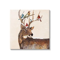 Stupell Industries Cardinals Perched Snowy Antlers Canvas Wall Art