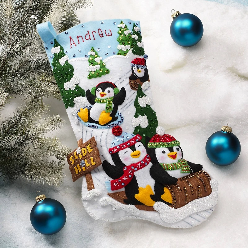 Bucilla® Penguins at Play Felt Stocking Applique Kit