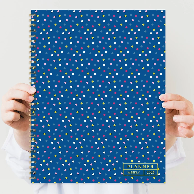 TF Publishing 2025 Large Cobalt Dots Weekly Monthly Spiral Planner